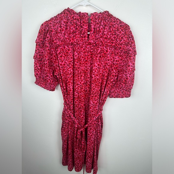 NWT Boden Yoke Ruffle Detail Puff Mocked Sleeve Jersey Mini Pink Dress Size 8 - Picture 9 of 13